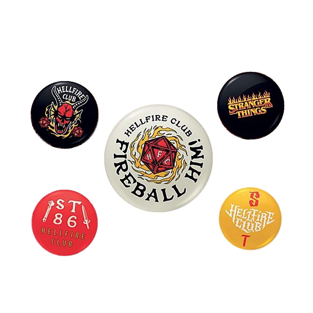 Stranger Things 4 Hellfire Club 5 Piece Badge Set Multicoloured One Size