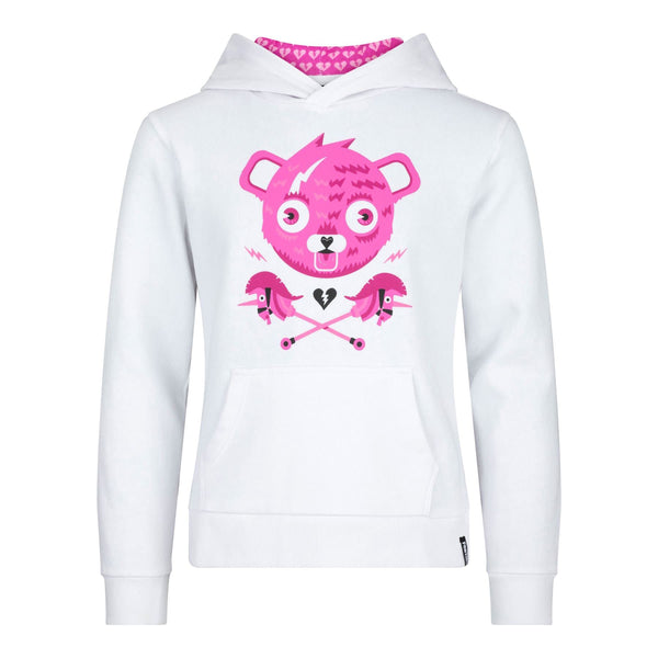 Fortnite Cuddle Bear White Long Sleeved Unisex Kids Drawstring Hooded Gaming