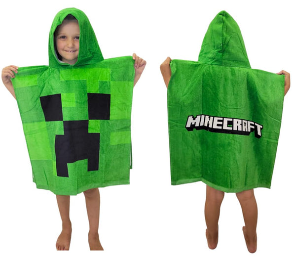 Minecraft Hooded Poncho - Unisex Creeper Green Towel for Ultimate Gaming Comfort