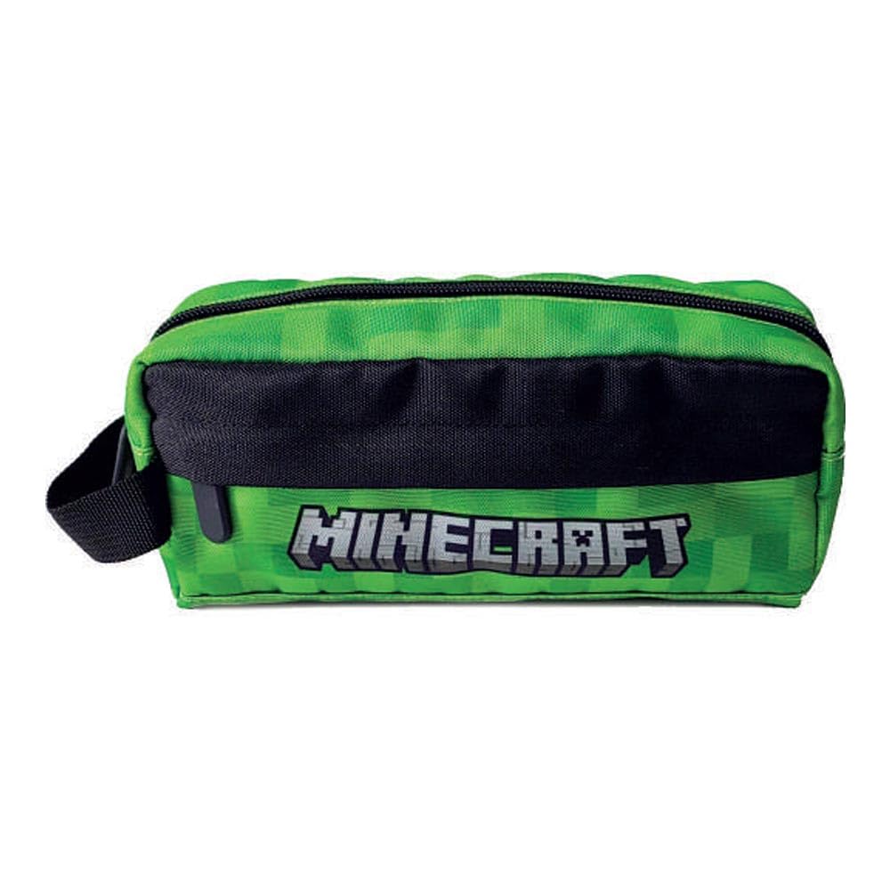 Minecraft Green Creeper Pencil Case with 2 Zipped Compartments