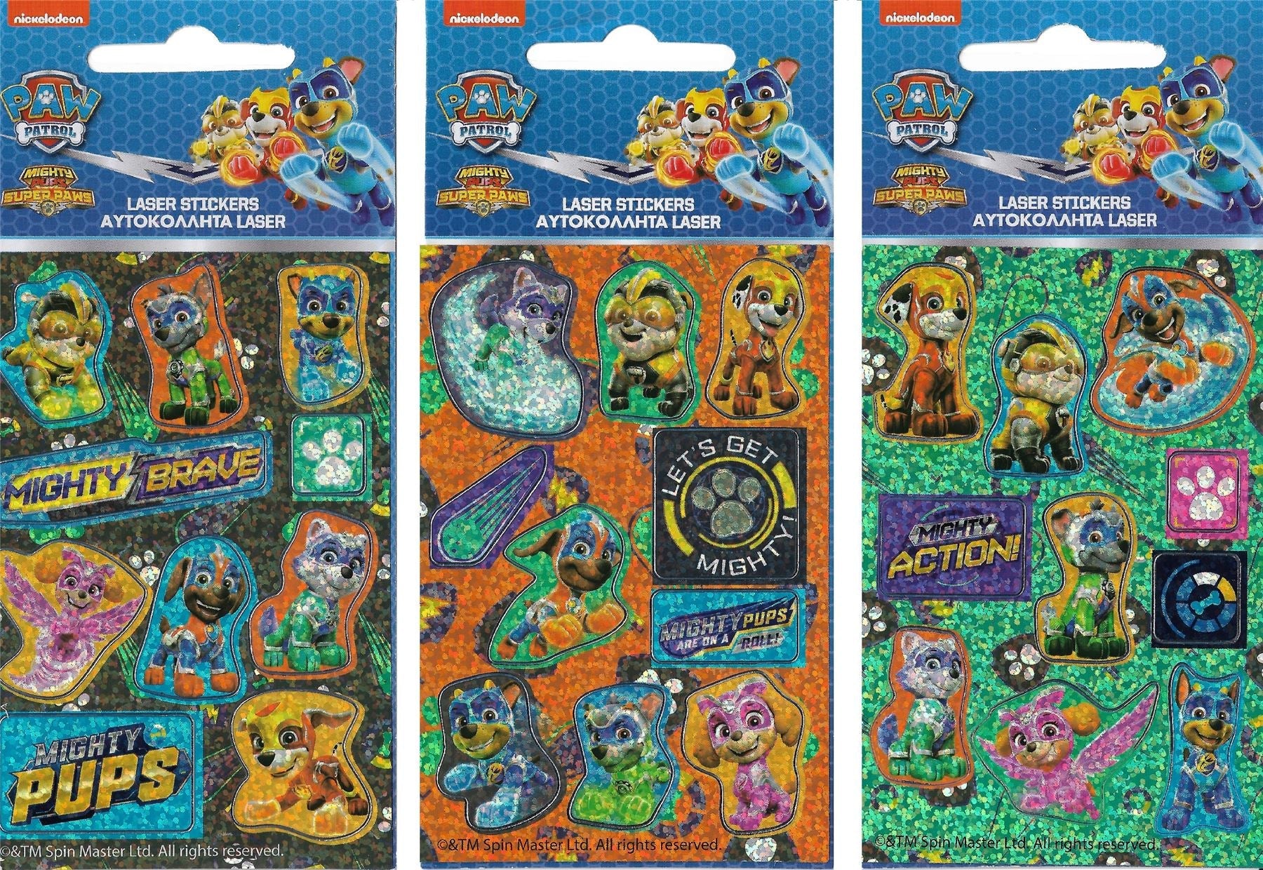PAW PATROL Holographic 10 Sticker Sheet - 3 x Packs