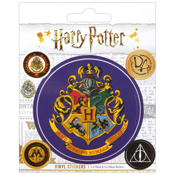 Harry Potter 5pc Hogwarts Vinyl Stickers (75mm & 20mm) Thick PVC Decorative Decals