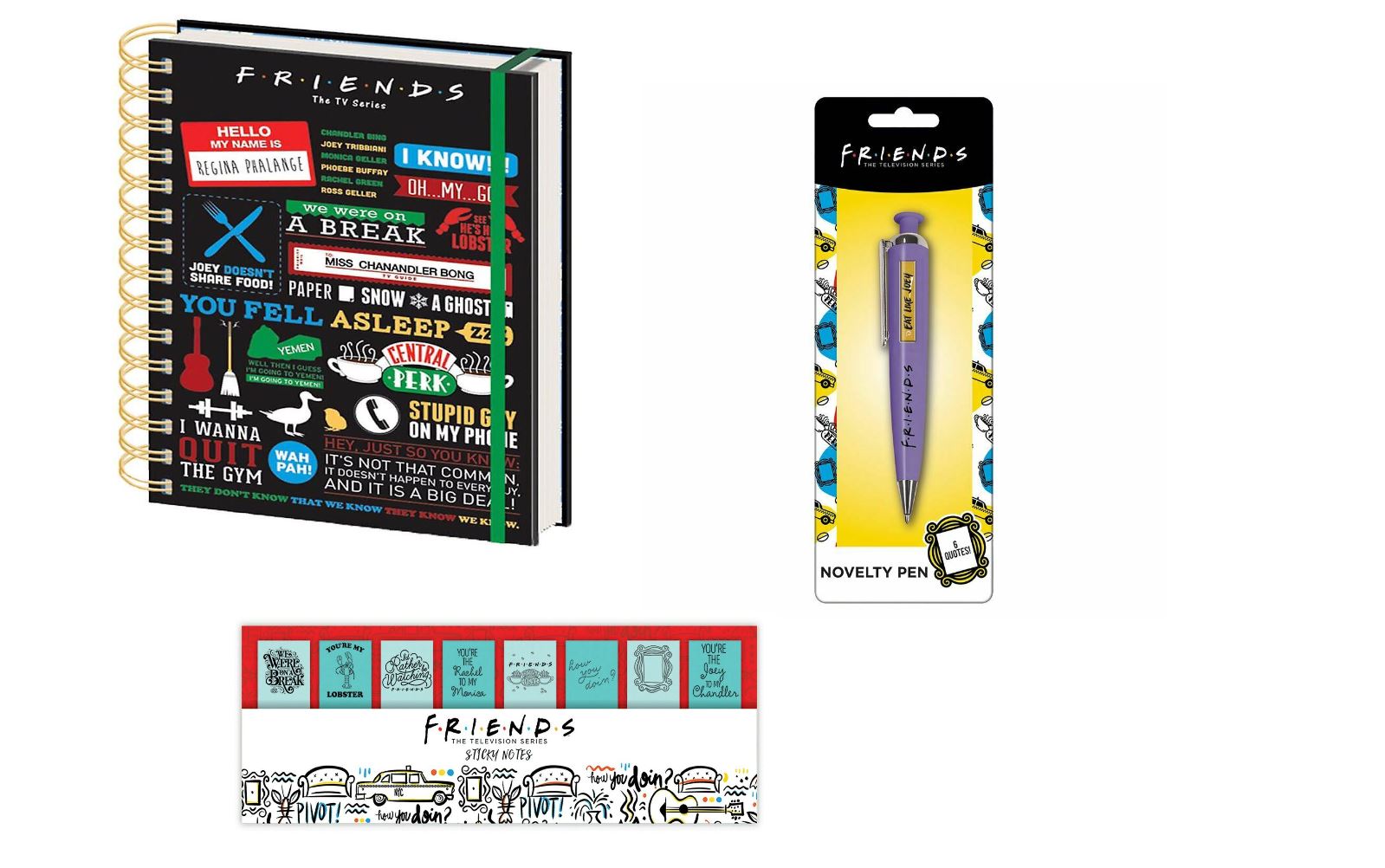 FRIENDS BLACK A5 Notebook, Sticky Notes and Pen Set