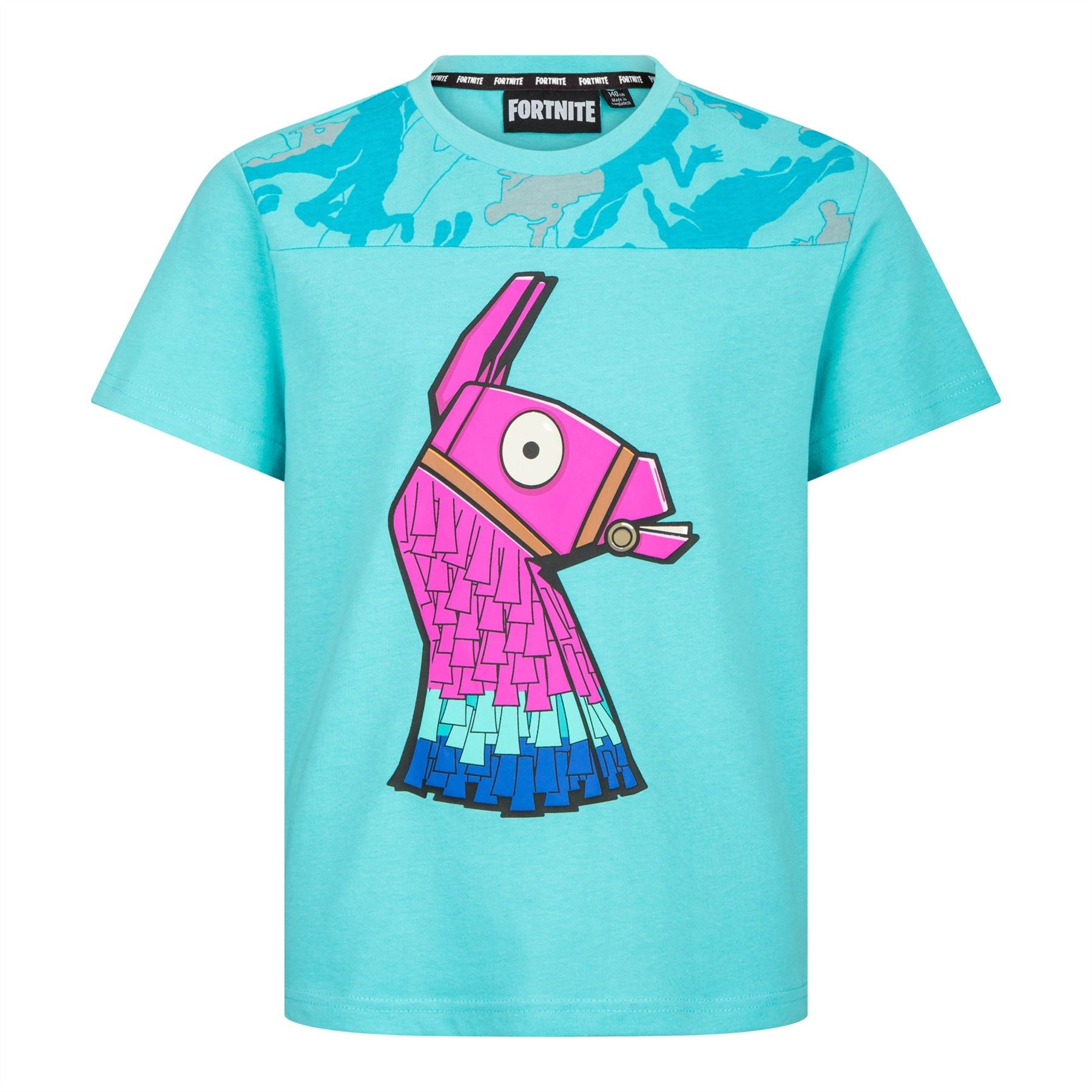 FORTNITE | ALPACA | Blue | Short Sleeved | Unisex Kids | Crew | Gaming Cotton T-Shirt Sizes 7 - 14 Years