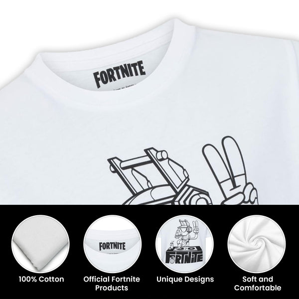 Fortnite DJ Alpaca White Short Sleeve Unisex Children Crew Gaming Cotton T-Shirt