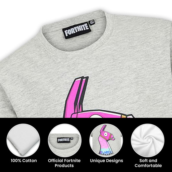 Fortnite - Pinata Llama - Gaming Design Youth T-Shirt - Short Sleeve Cotton Blue