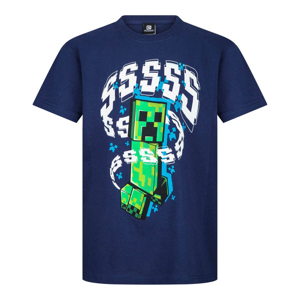 Creeper Alert! Official Navy Minecraft Creeper Ssss T-Shirt for Young Gamers