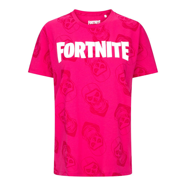 Fortnite Logo & Skull Trooper Pink T-Shirt
