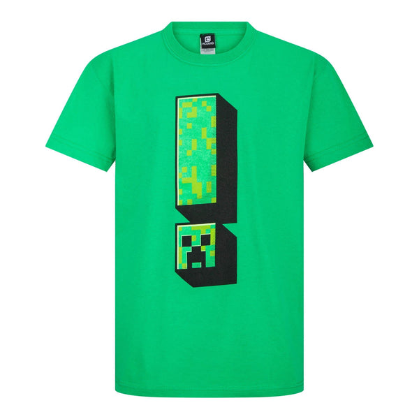 Minecraft Creeper Exclamation Green Gaming Cotton Minecraft T-Shirt Sizes 3-13