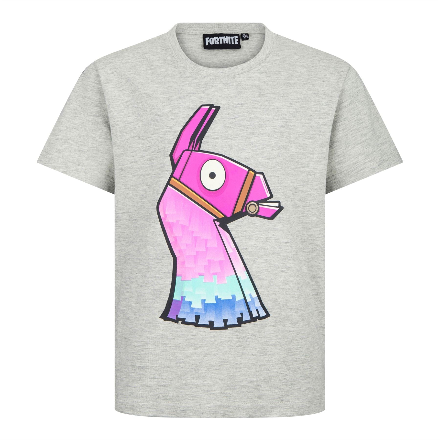 FORTNITE | LLAMA | Grey | Short Sleeved | Unisex Kids | Crew | Gaming Cotton T-Shirt Sizes 10 - 16 Years