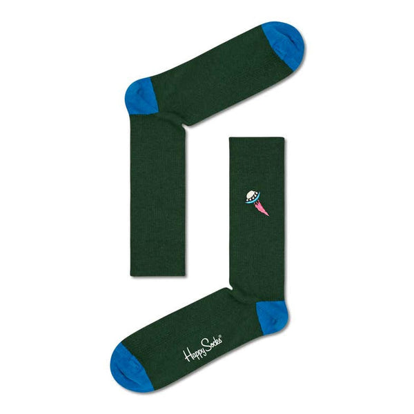 Happy Socks Ribbed Embroidery UFO Unisex Adult Printed High Socks multicoloured