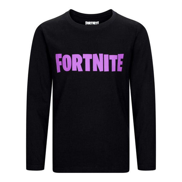 Fortnite Logo Black and Purple Long Sleeved Unisex Kids Crew Gaming Cotton