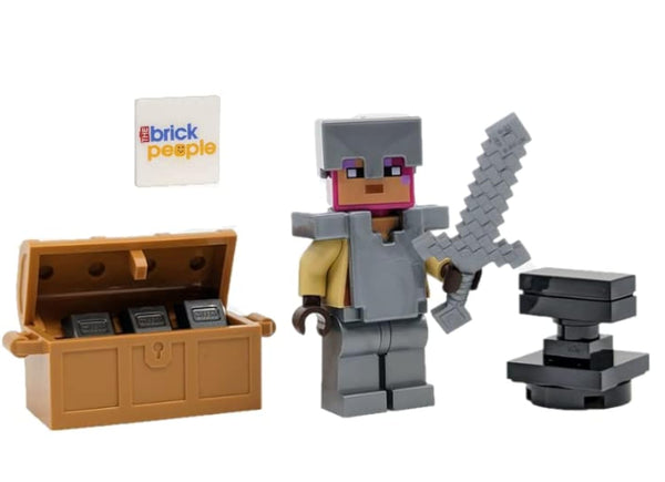 Lego Minecraft Knight Minifigure with Chest & Anvil - Foil Pack Accessories Ages