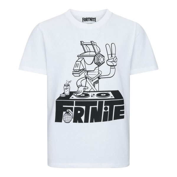 Fortnite DJ Alpaca White Short Sleeve Unisex Children Crew Gaming Cotton T-Shirt