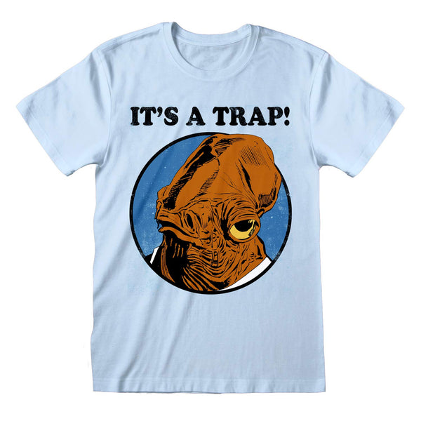 Official Star Wars Admiral Ackbar Its A Trap Unisex Blue T-Shirt (Ex Ex Large)