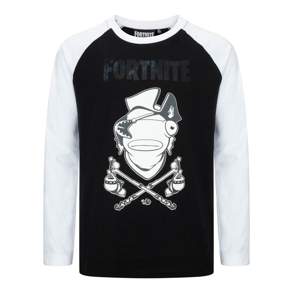 Fortnite Captain Fishsticks Black Long Sleeved Unisex Kids Crew Neck Gaming