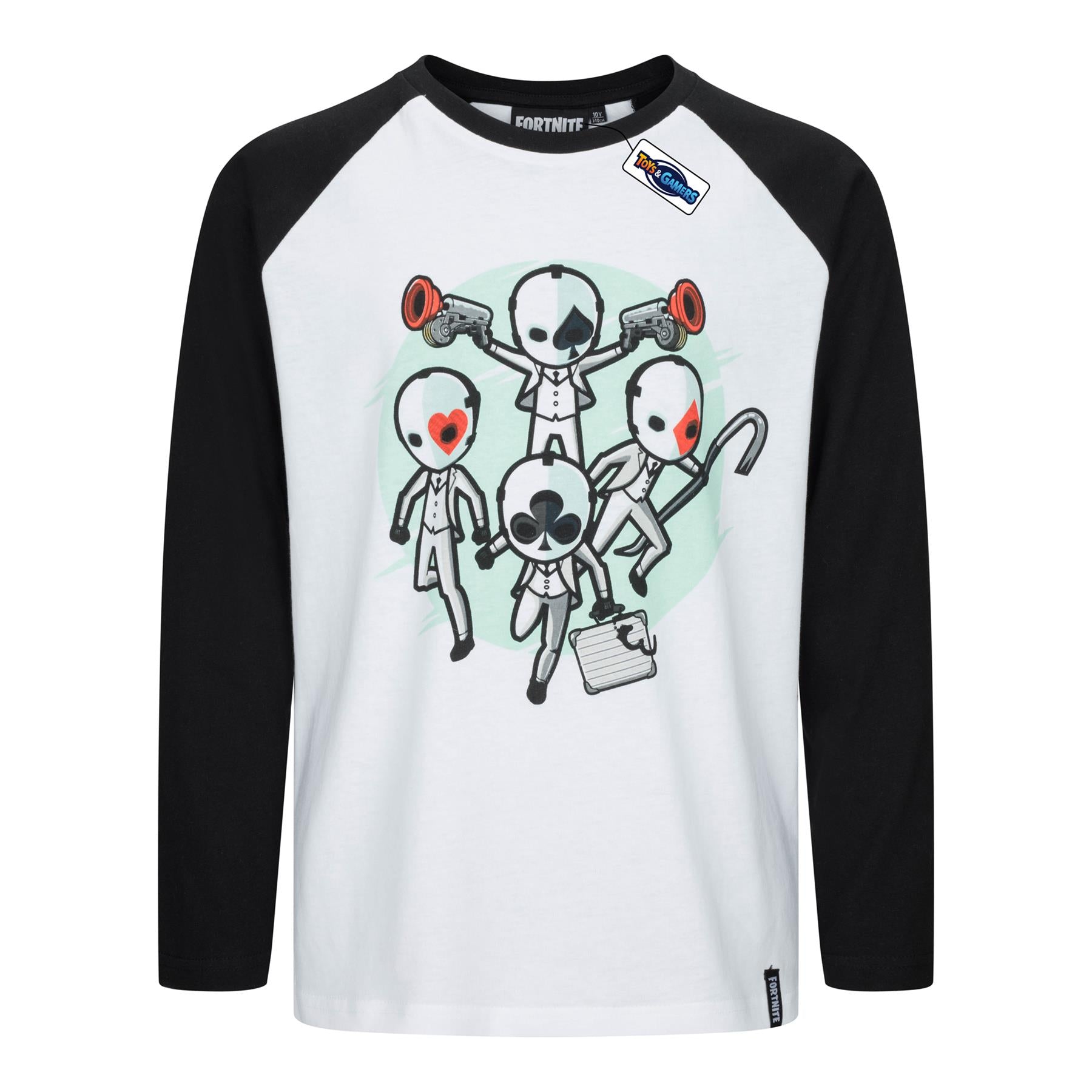 FORTNITE | WILD CARD BUNCH | White | Long Sleeved | Unisex Kids | Crew | Gaming Cotton T-Shirt Sizes 10 - 16 Years