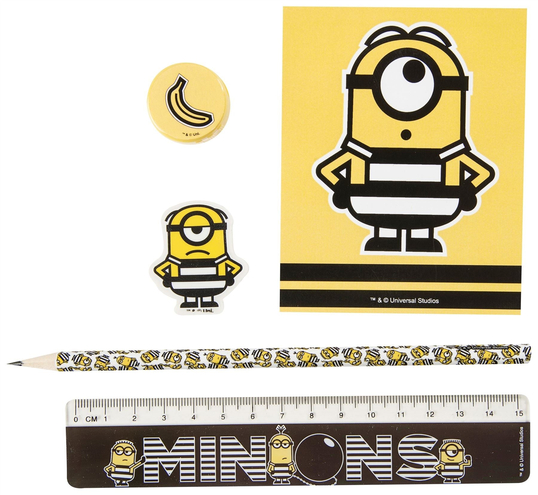 DESPICABLE ME | 5 Piece Stationery Set Pencil Case Fillers MINION Design