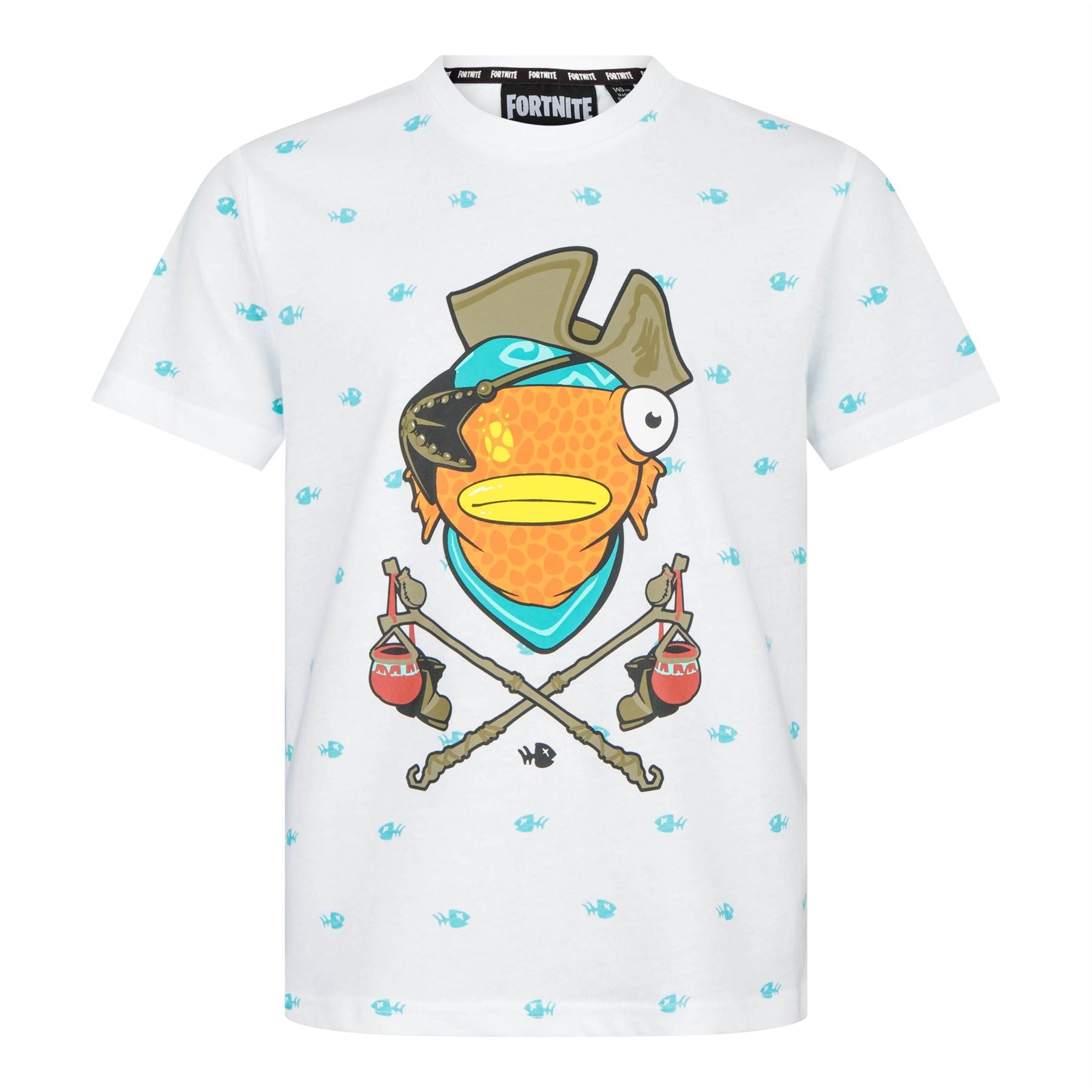 FORTNITE | Short Sleeve | CAPTAIN FISHSTICKS | White T-shirt | Age 7-14