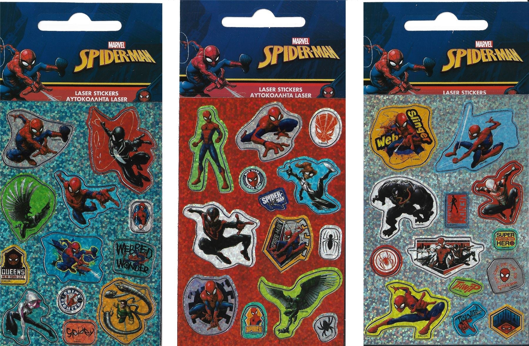 SPIDER-MAN Holographic 10 Sticker Sheet - 3 x Packs