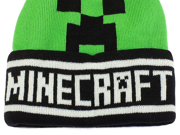 Heroes Inc Minecraft Creeper Face Beanie Hat Green