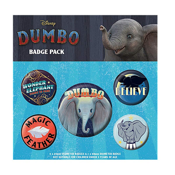 Genuine Disney Dumbo Movie The Flying Elephant 5 Piece Button Badge Set
