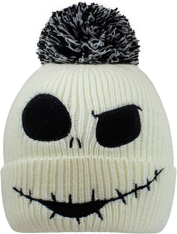 Nightmare Before Christmas Beanie Jack Face Cream White One Size