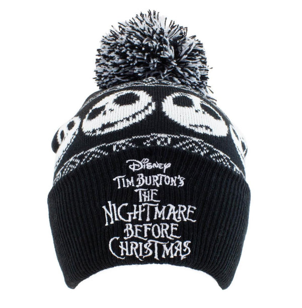 Nightmare Before Christmas Black Jack Skellington Pom Beanie Hat One Size