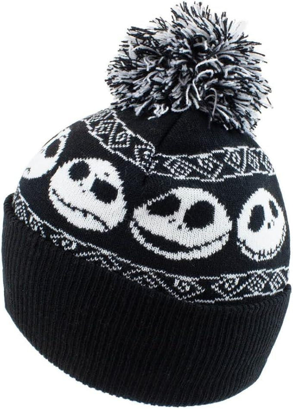 Nightmare Before Christmas Black Jack Skellington Pom Beanie Hat One Size