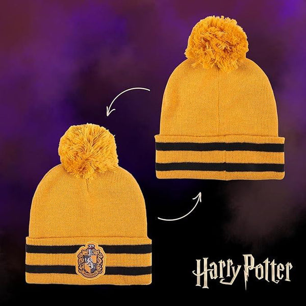 Harry Potter House Beanie Hat Hufflepuff Badge Unisex One Size